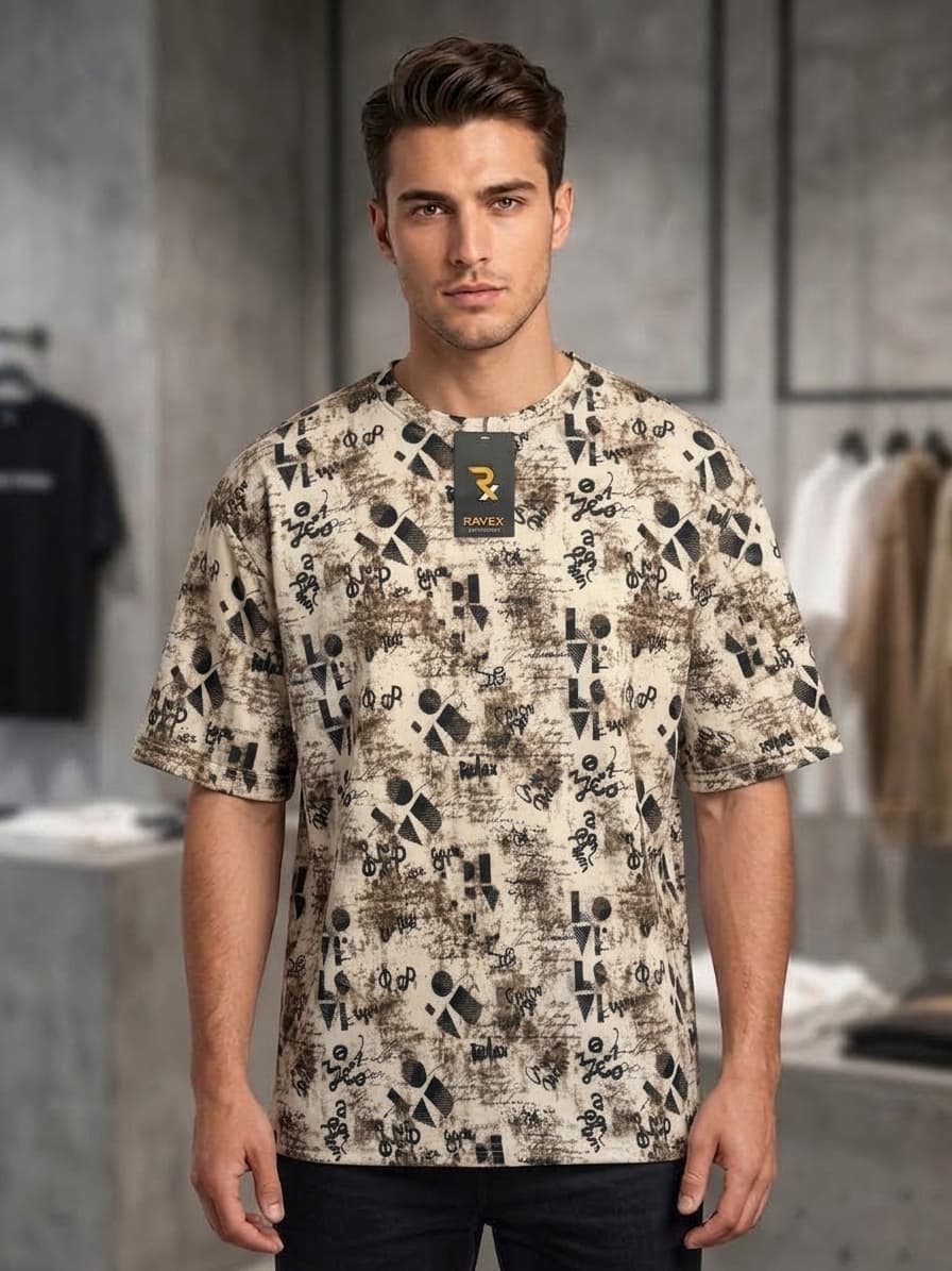 Scuba Drop Shoulder — Ivory Print