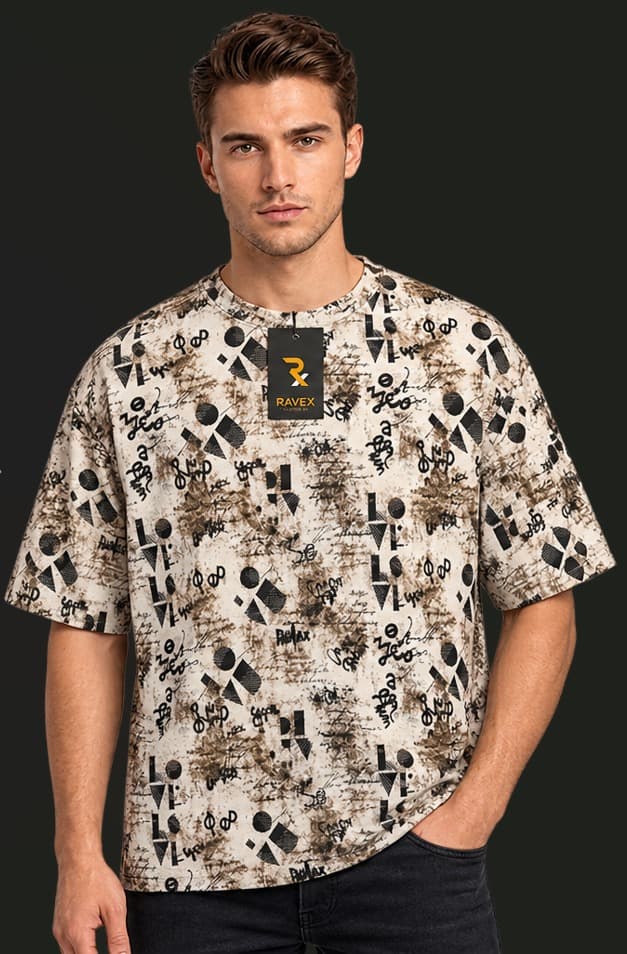 Scuba Drop Shoulder — Ivory Print